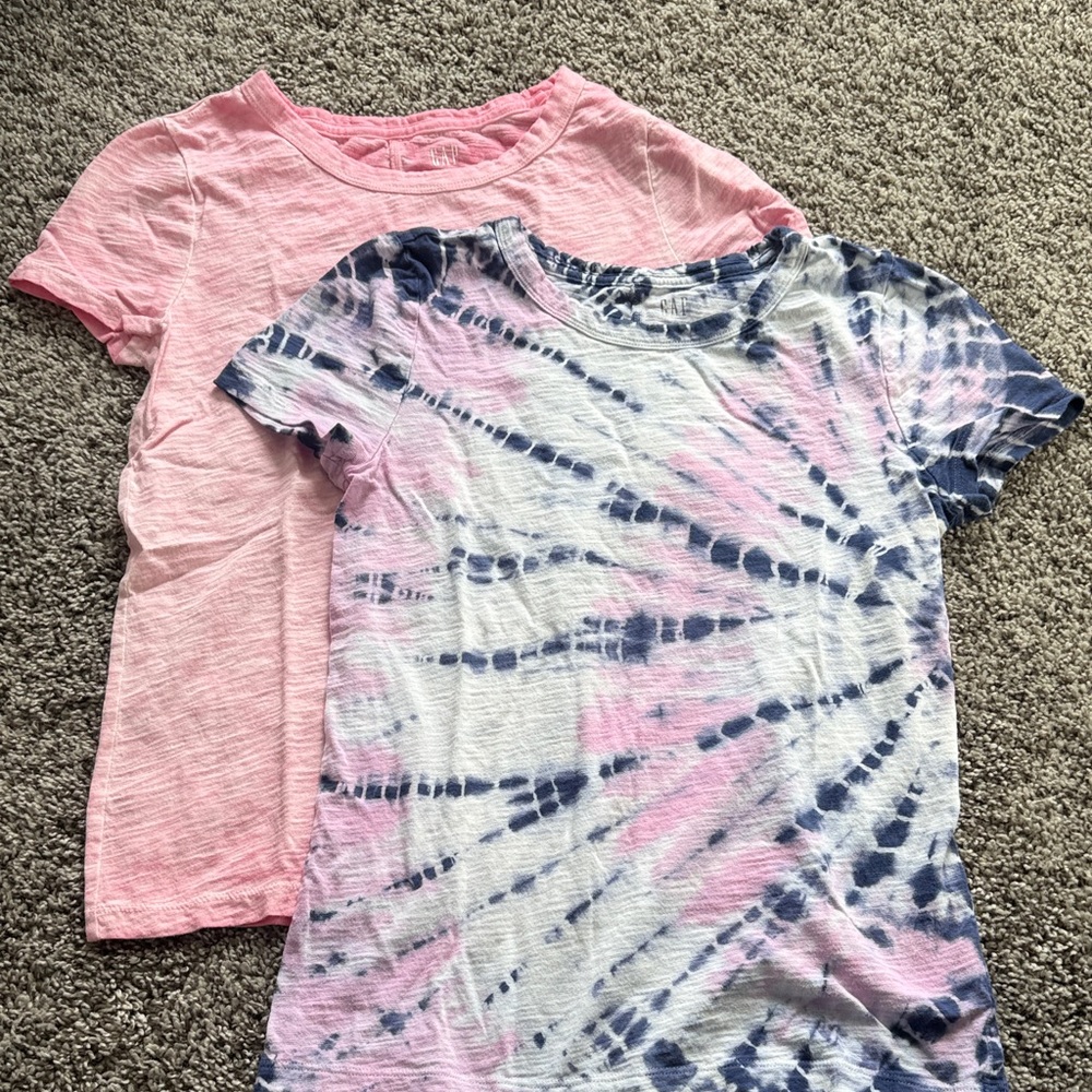 Gap Forever Soft Slub Knit T-Shirts Pink Blue Tie-Dye